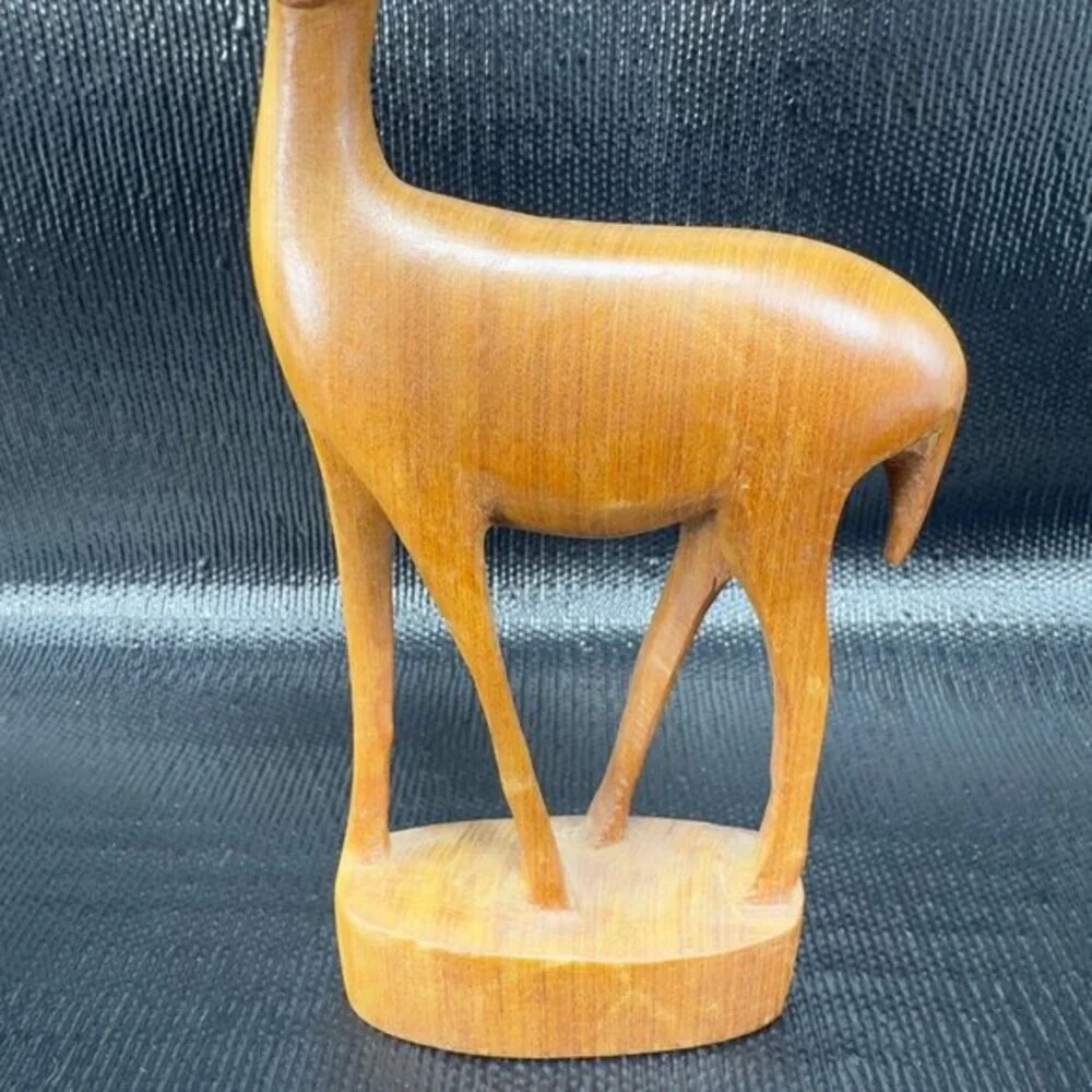 Vintage Hand Carved Wooden Gazelle Antelope Deer Sculpture Figurine Folk Art VTG